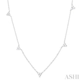 1/2 Ctw Trio Round Cut Diamond Station Necklace in 14K White Gold